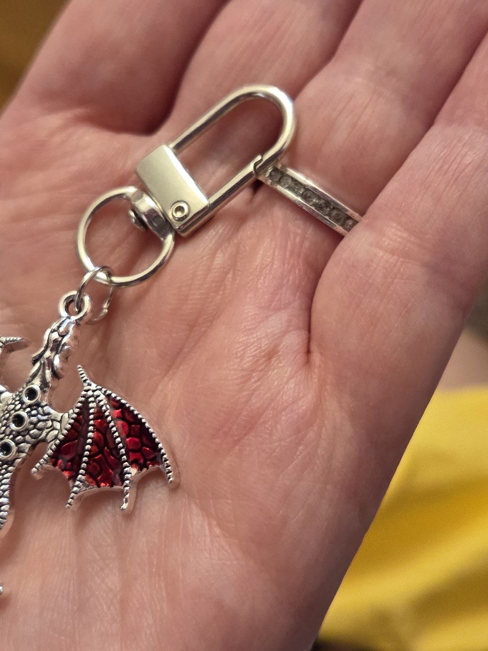 Silver And Red Dragon Keychain Or Purse Charm